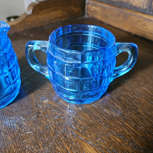 Blue Glass Creamer and Sugar Set - Picture 10 of 14